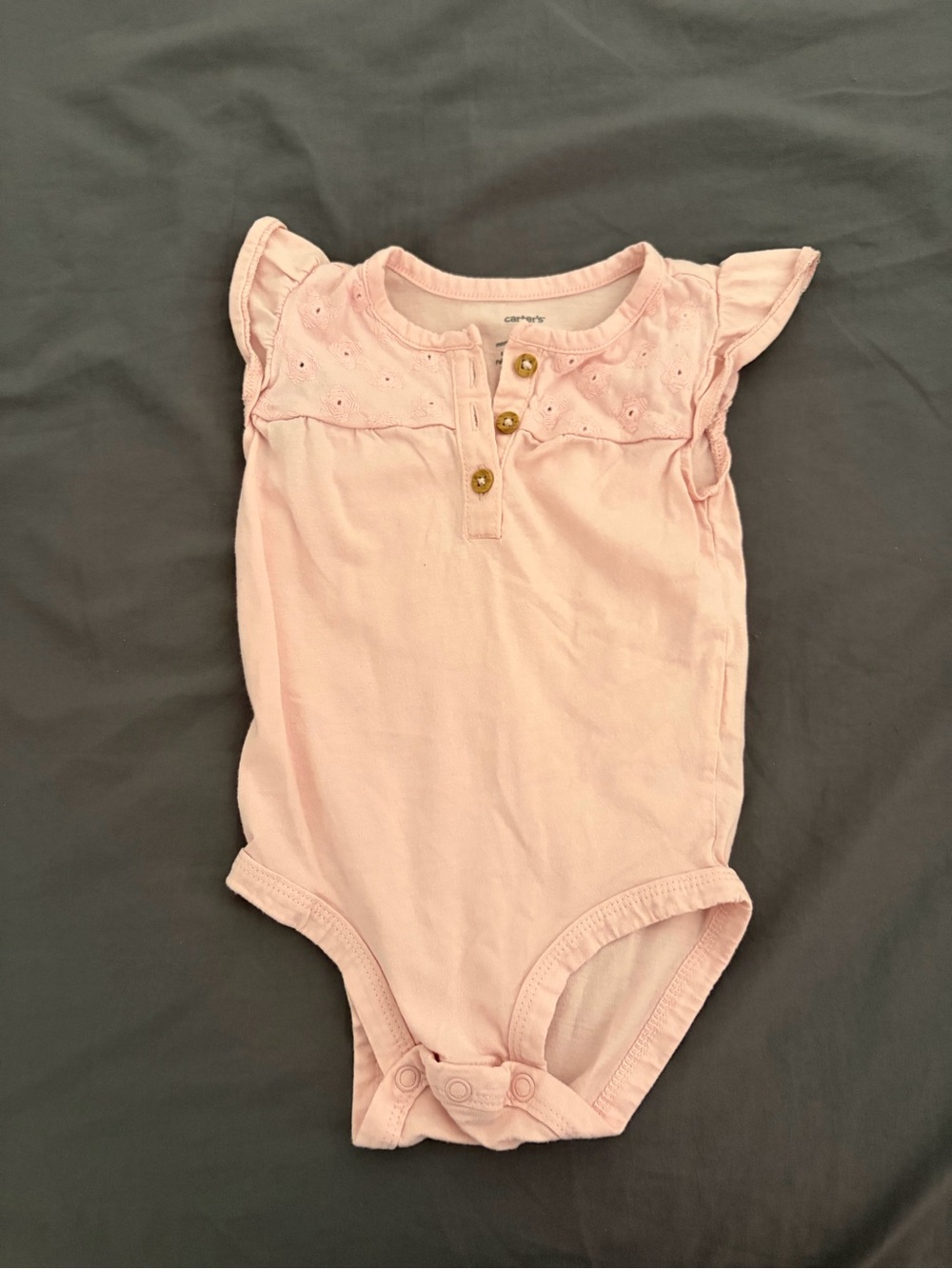 Carter's Light Pink Flutter-Sleeve Bodysuit